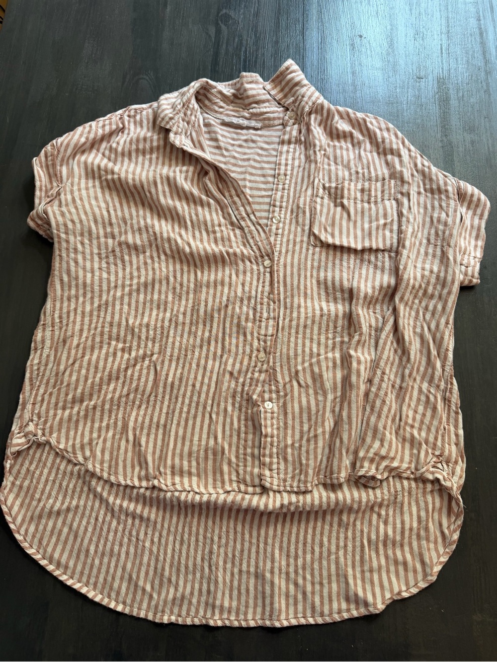 Janie and Jack Pink Stripe Button Front Blouse Medium